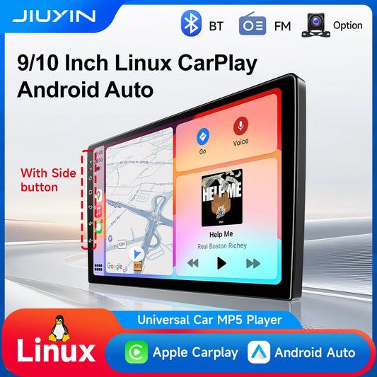 JIUYIN Universal 9"/10" Car Stereo — Wireless CarPlay, Android Auto, Linux MP5 Player
