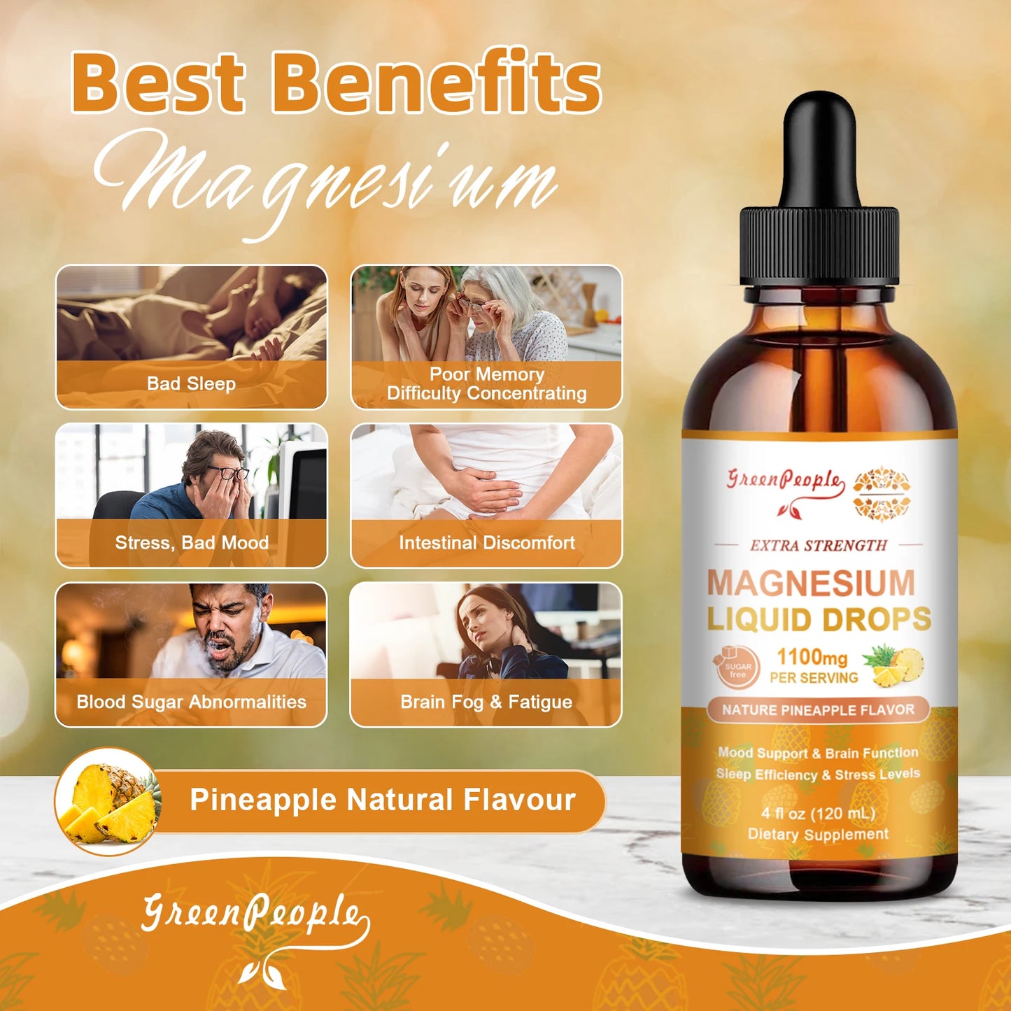 Magnesium Glycinate Liquid Drop Triple Magnesium Supplement with Magnesium Glycinate & Citrate for Calm Mood,Muscle & Sleep