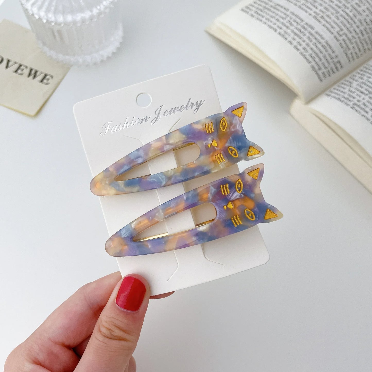 UXSL Girls Hairpins Cute Cat Acetate Hair Clips Headdress Womens Water Drop Leopard Print Barrettes Hair Accessories Gift