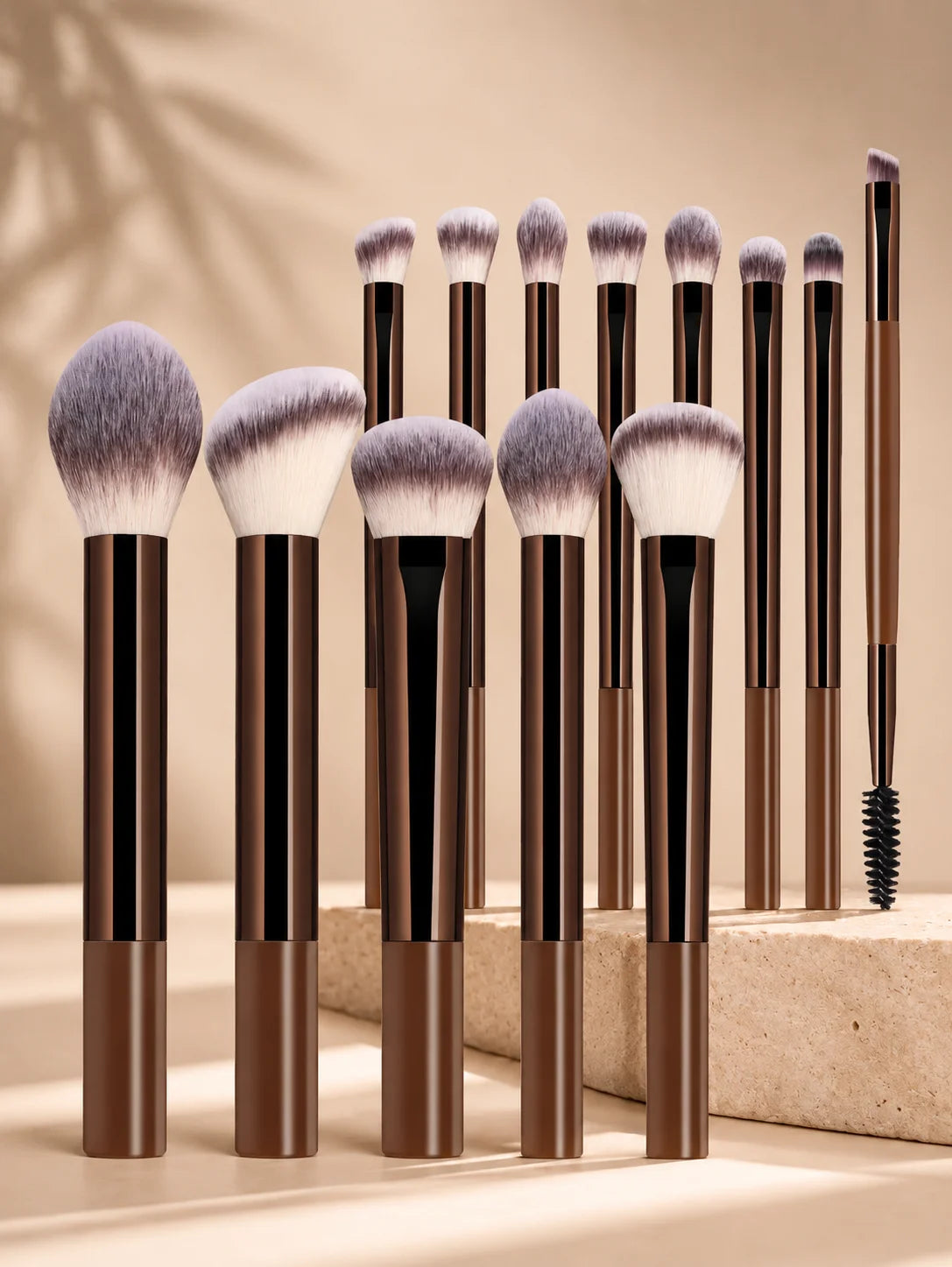 Professional Dual-Ended Makeup Brush Set Includes Foundation Brush, Contour Brush, Blush Brush, Powder Brush, Eyeshadow Brush, C