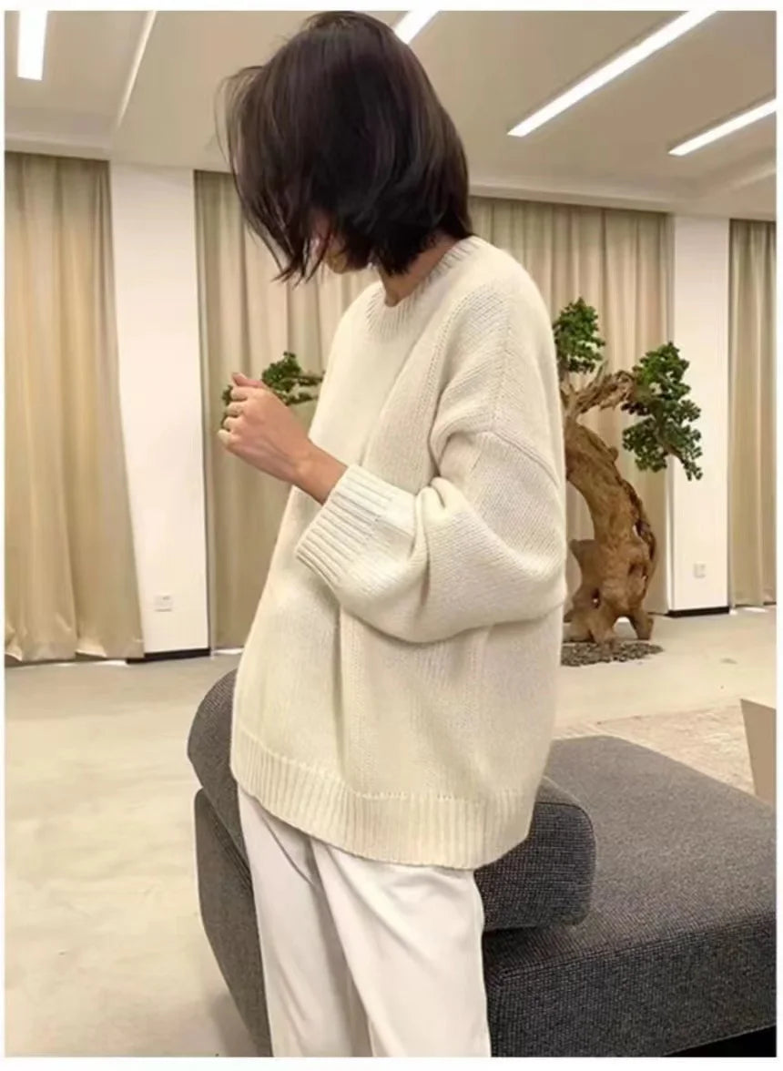 Women's Cashmere Loose Crew Neck Sweater