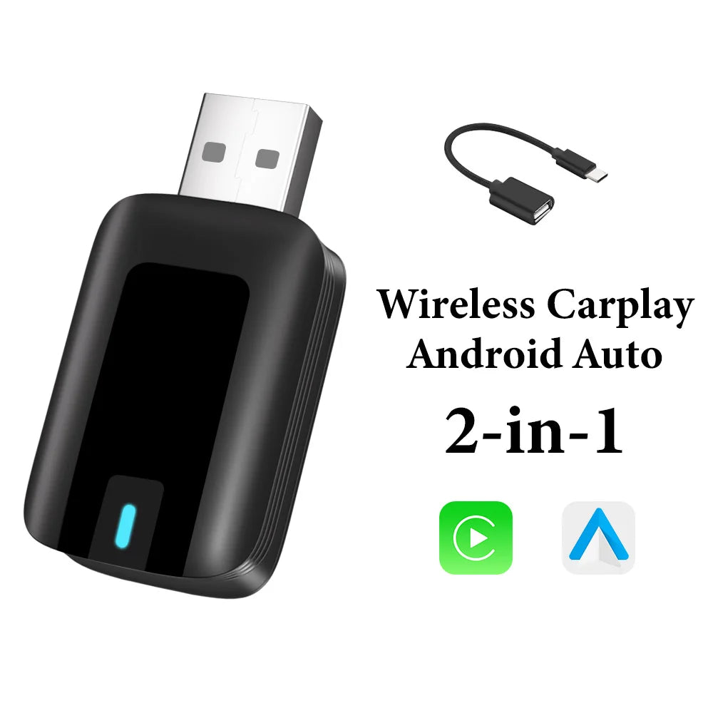 FLIXIVI Mini Wireless CarPlay & Android Auto Adapter — USB Plug and Play AI Box