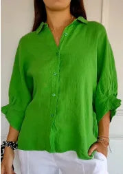 Women's Cotton-Linen T-Shirt — Loose Casual Short-Sleeve Summer Top