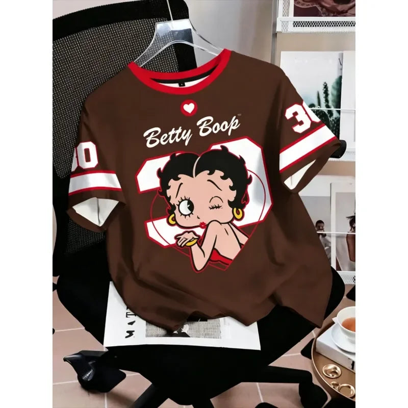 Betty Boop Cartoon 3D Print Short Sleeve T Shirt Men Women Family Matching Parent Kids Summer Casual Sport Daily Graphic Tee