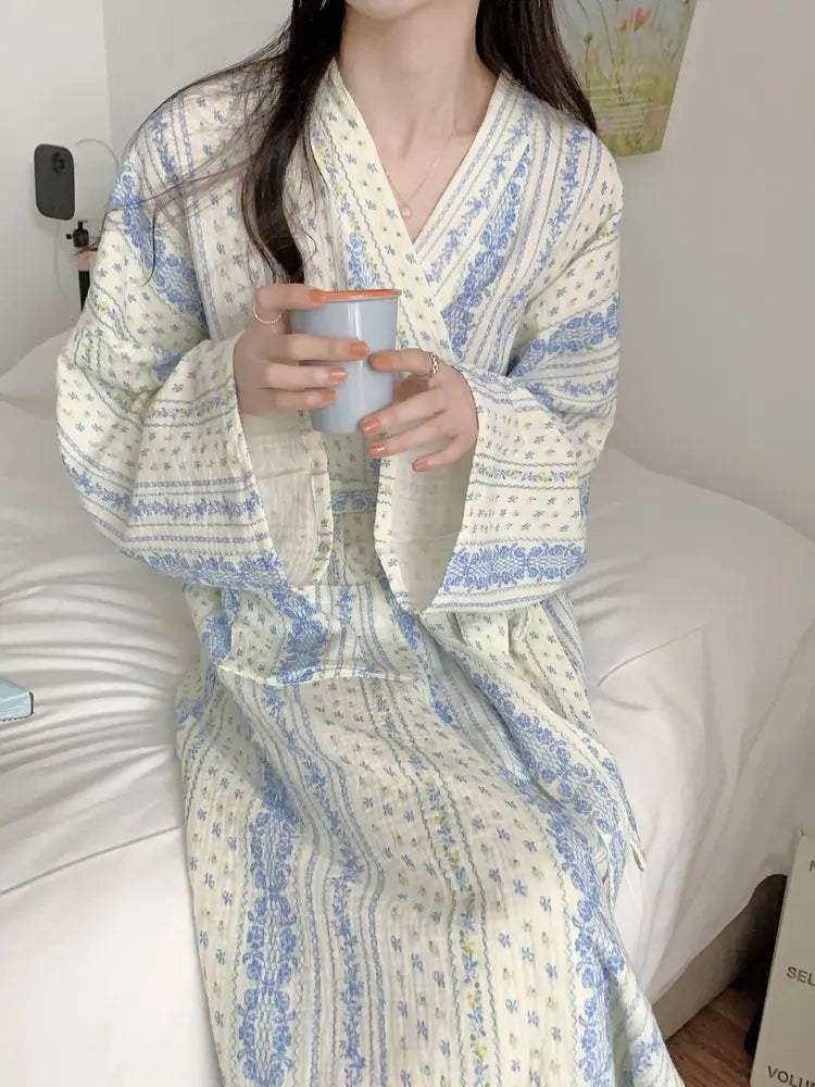 Women's Long Sleeve Mid-Length Robe, Soft Loungewear