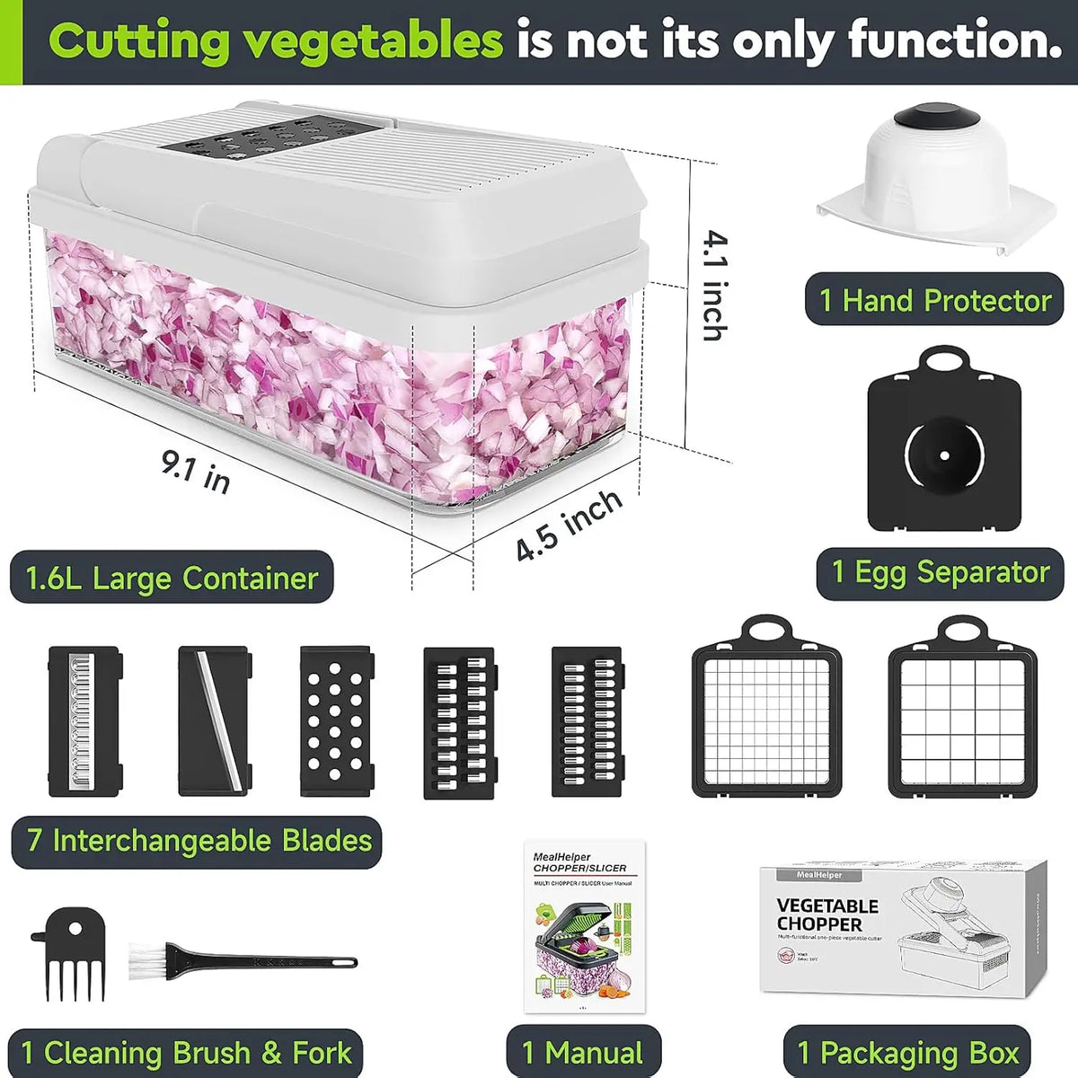15-in-1 Vegetable Chopper with Container - 7 Blades and Grater - photo 2