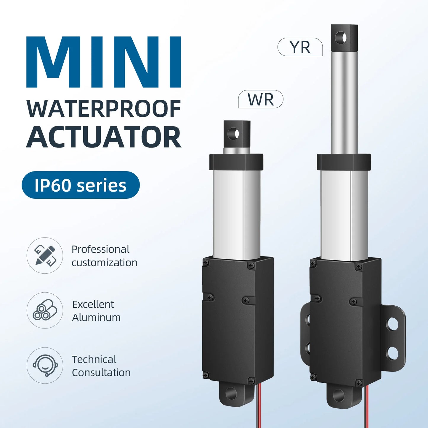 Mini telescopic linear actuator small micro 6V/12V/24VDC electric reciprocating lifting linear actuator stroke range 10-200mm