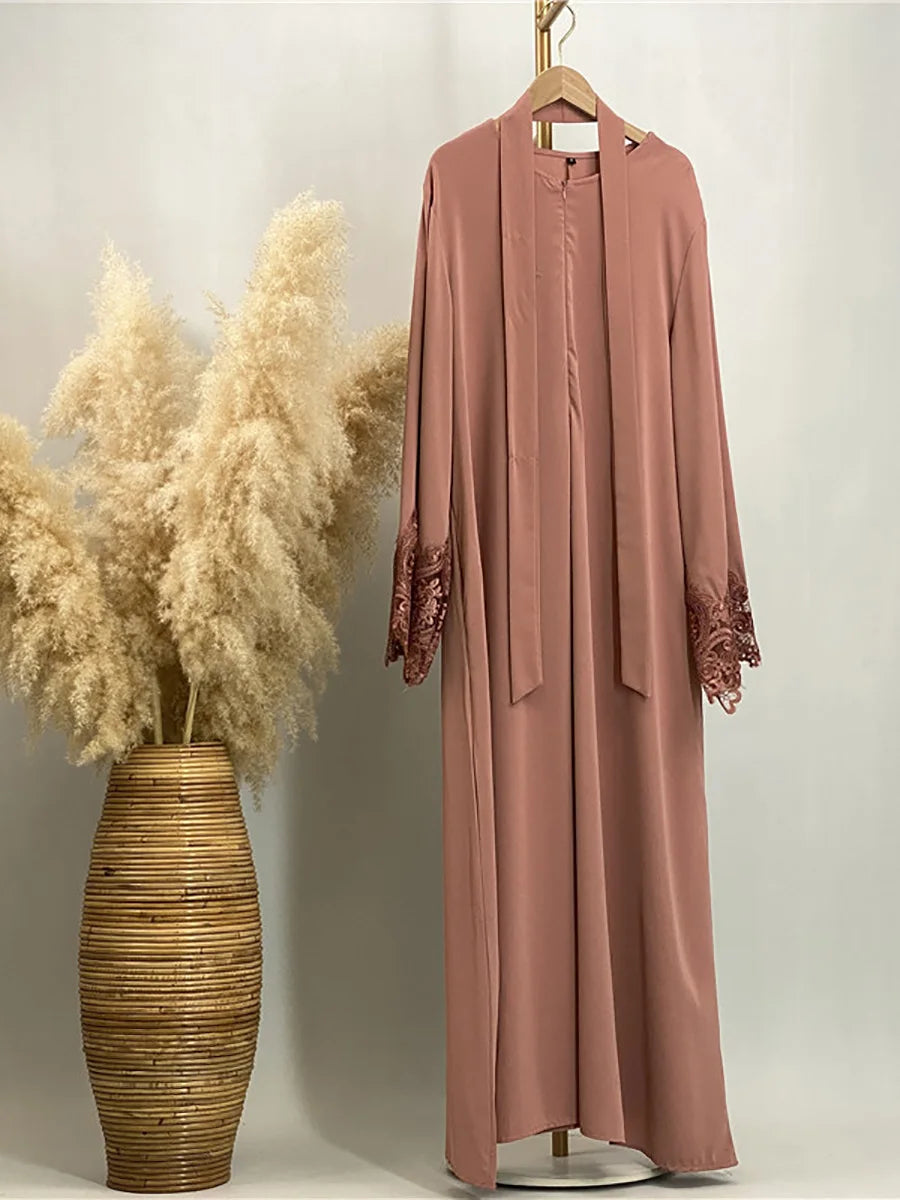 Ramadan Lace Abaya Dubai Luxury Muslim Women Maxi Dress Kebaya Caftan Marocain Femme Modest Robe Islam Clothing Kaftan Vestido