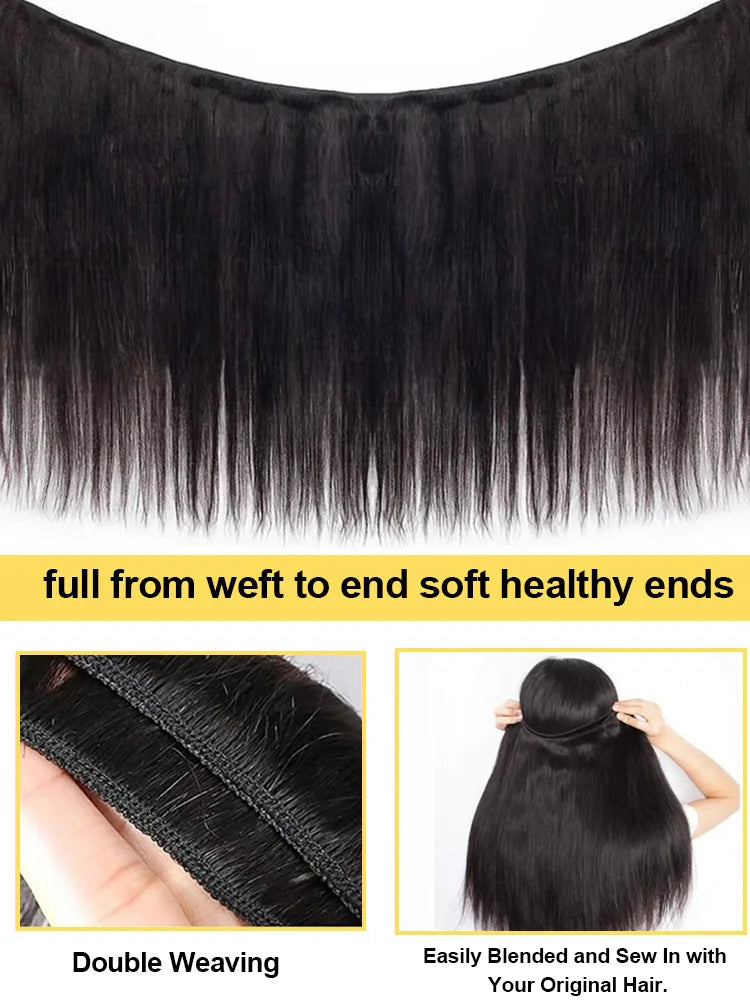30 40 Inch Bone Straight Bundles Deal Brazilian Virgin Human Hair 3 4 Bundles Raw Hair Extensions Natural Color Remy