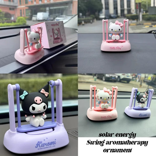 Interesting Hello Kitty Kuromi Solar-Powered Aroma Diffuser Car Perfume Car Decoration Item - A Gift for Boys and Girls