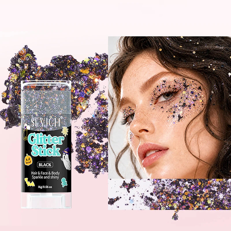 Sparkling Sequins Glitter Gel Stick Mermaid Sequin Body Glitter Gel Cosmetic Hair Glitter Festival Makeup for Christmas Party