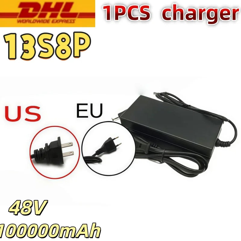 48V 100000mAh 13S8P Battery 2000W Lithium Ion Battery Pack with 50A BMS & Charger