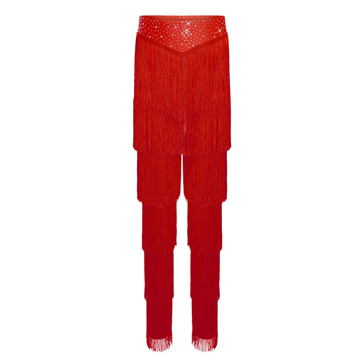 Girls tiered fringe Latin dance set with pants