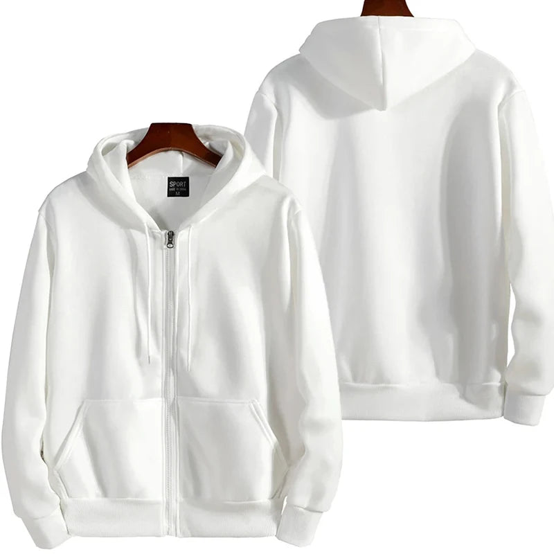 Men's Zip-Up Hoodie, Loose Fit Hooded Sweatshirt
