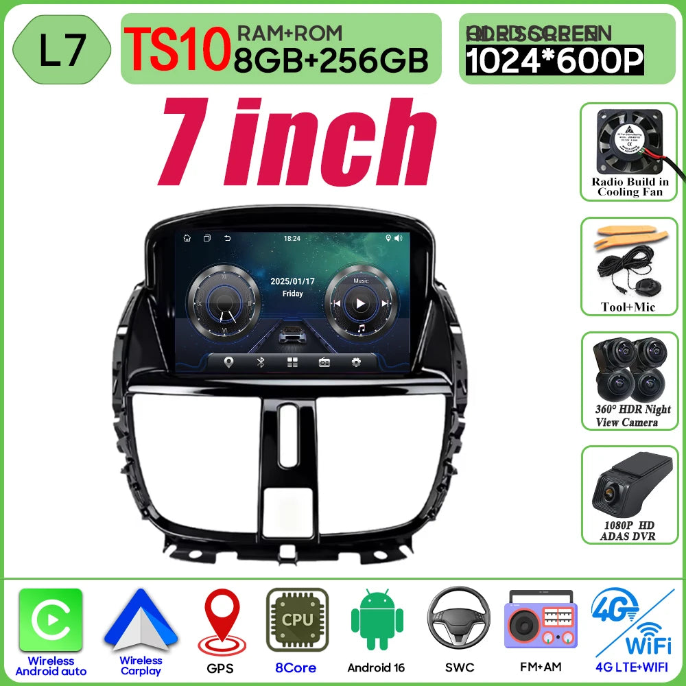 Car Radio Android 16 For Peugeot 207 207CC 2006 - 2015 Carplay Video GPS Navigation Multimedia Player DVD No 2din 4G Wifi BT RDS