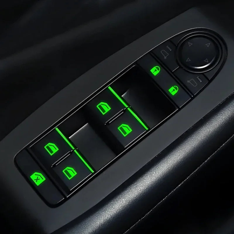 18Pcs/set Luminous Car Window Button Sticker Car Door Window Lift Button Stickers Night Fluorescent Decals Car Interior Sticker
