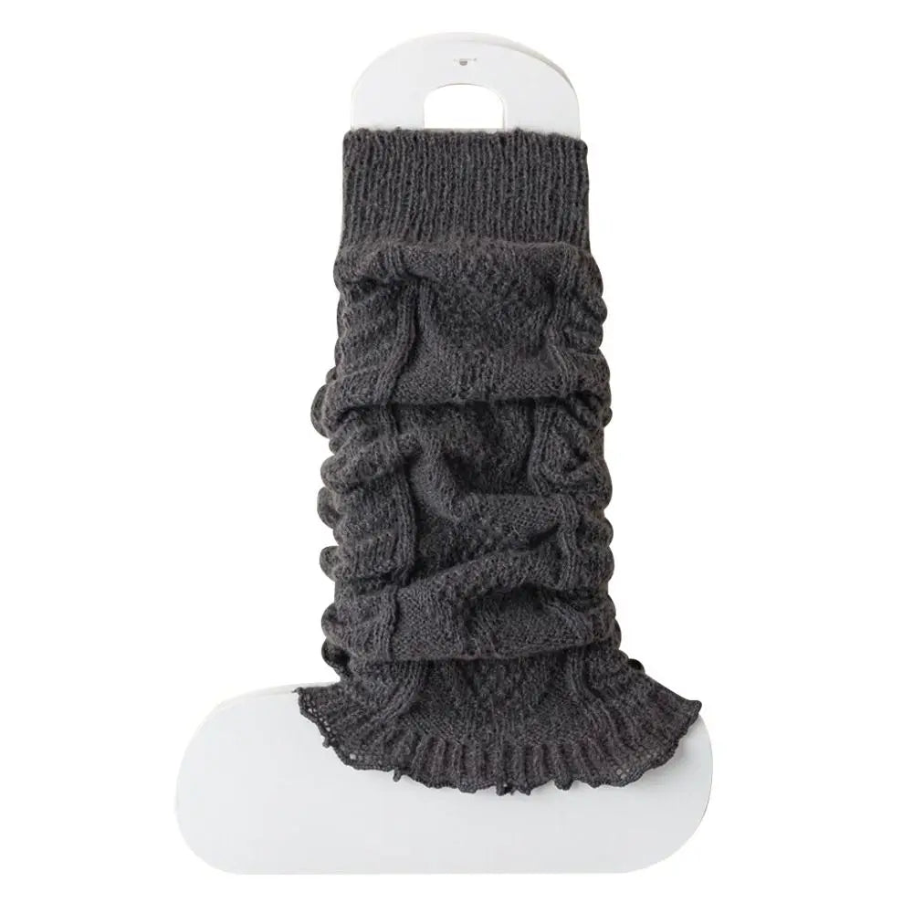 Women's Short Knit Leg Warmers - Boot Cuffs in Grey & Khaki - photo 14