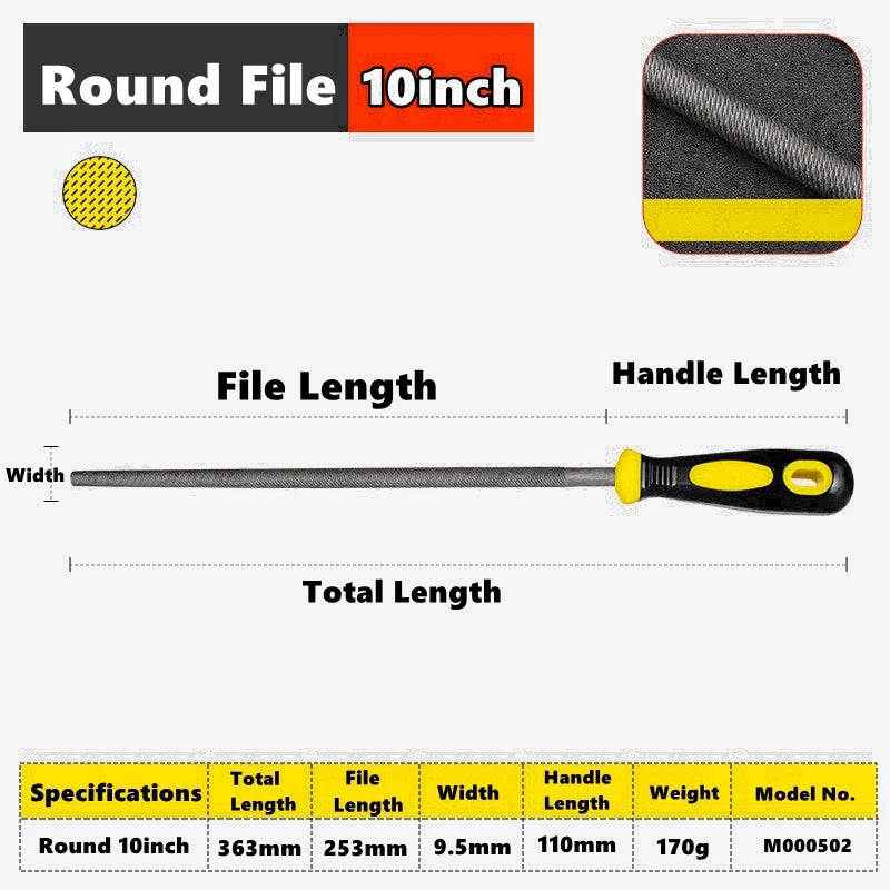 6/8/10 inch High Carbon Steel File, Files Tools for Metal Wood and Stone Trimming, Shaping, Bastard File with Uniform Teeth