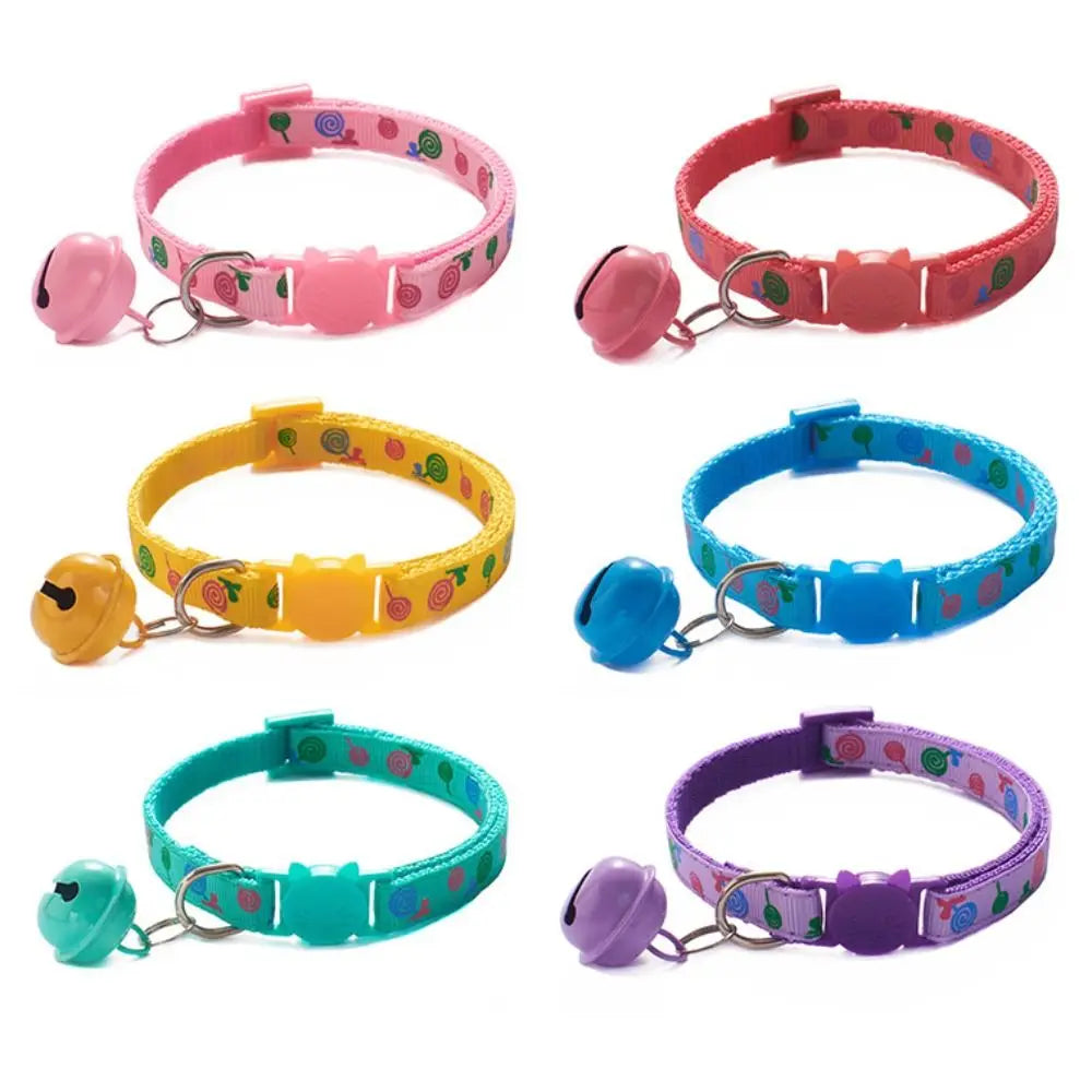 Puppy Cartoon Cat Collars Pet Supplies Adjustable Kitten Necklace Cute Cat Head Bell Pendant Collar