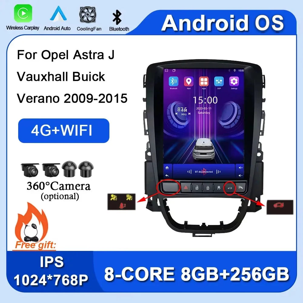 9.7" Car Stereo with Apple CarPlay & Android Auto, Compatible with Opel Astra J, Vauxhall & Buick Verano