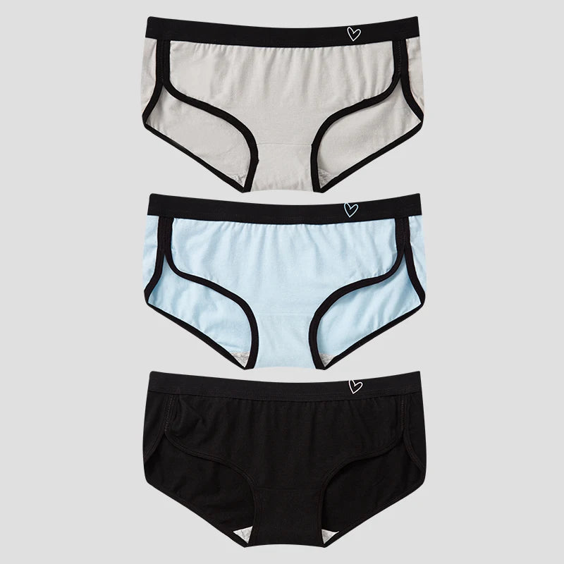 BANNIROU 3-Pack Cotton Briefs – Breathable Low-Rise Panties