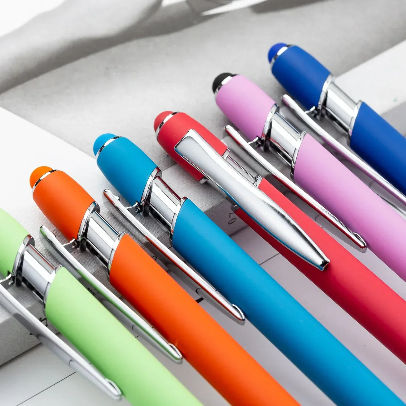 20-200 Pcs Custom Logo Metal Ballpoint Pen Text Engraving Touch Screen Advertising Pen Office School Private Customization Gift