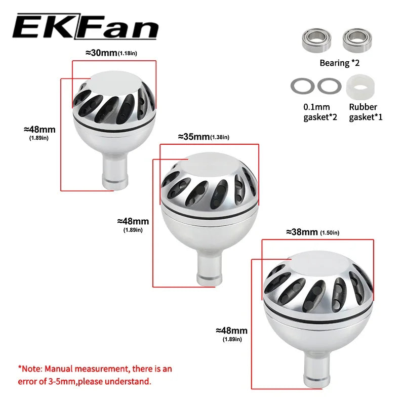 EKfan 30/35/38mm Alloy Metal Fishing Handle Knob For Spinning Baitcast Reel Dawa Shmano 4MM Shaft Fishing Rocker DIY Tool Parts