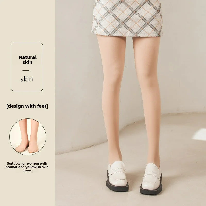 Women's Nude Effect Fleece Lined Tights - Skin Tone Winter Pantyhose - photo 5
