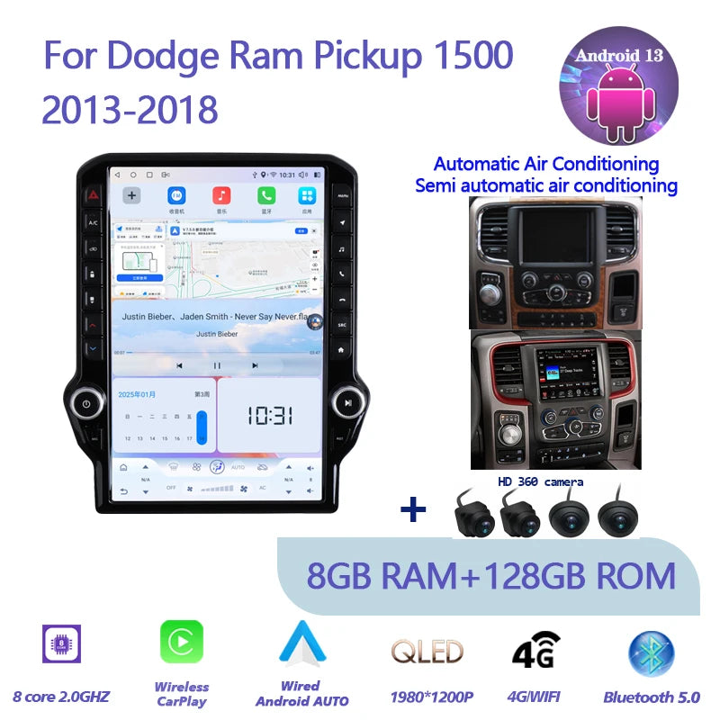 14.5" Android 13 Multimedia GPS Radio — Dodge RAM 1500 Pickup (2013-2018)
