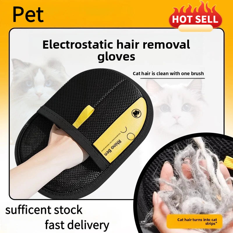 Pet Hair Removal Kit – Sticky Roller, Static Brush & Grooming Gloves for Cat & Dog Fur on Furniture, Car & Clothing
