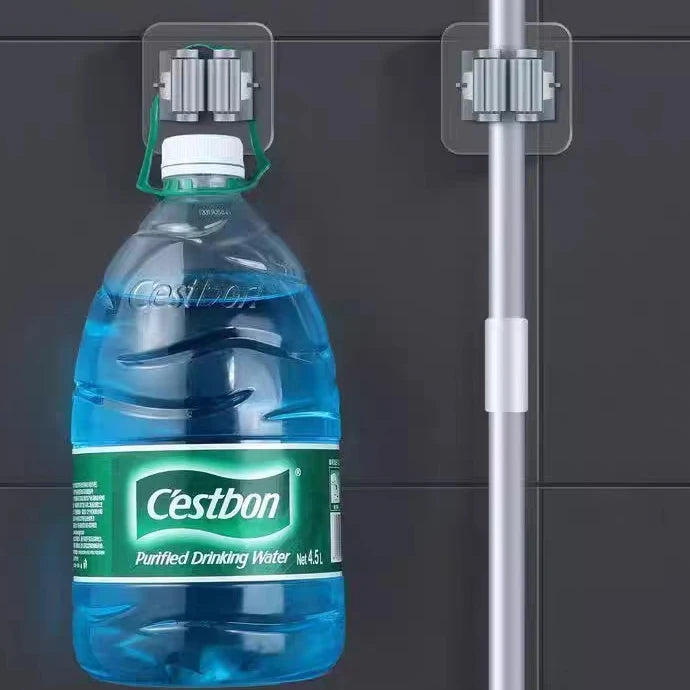 4pcs Wall-Mounted Broom & Mop Holders: Heavy-Duty Adhesive Clips for Multi-Functional Tool Organization