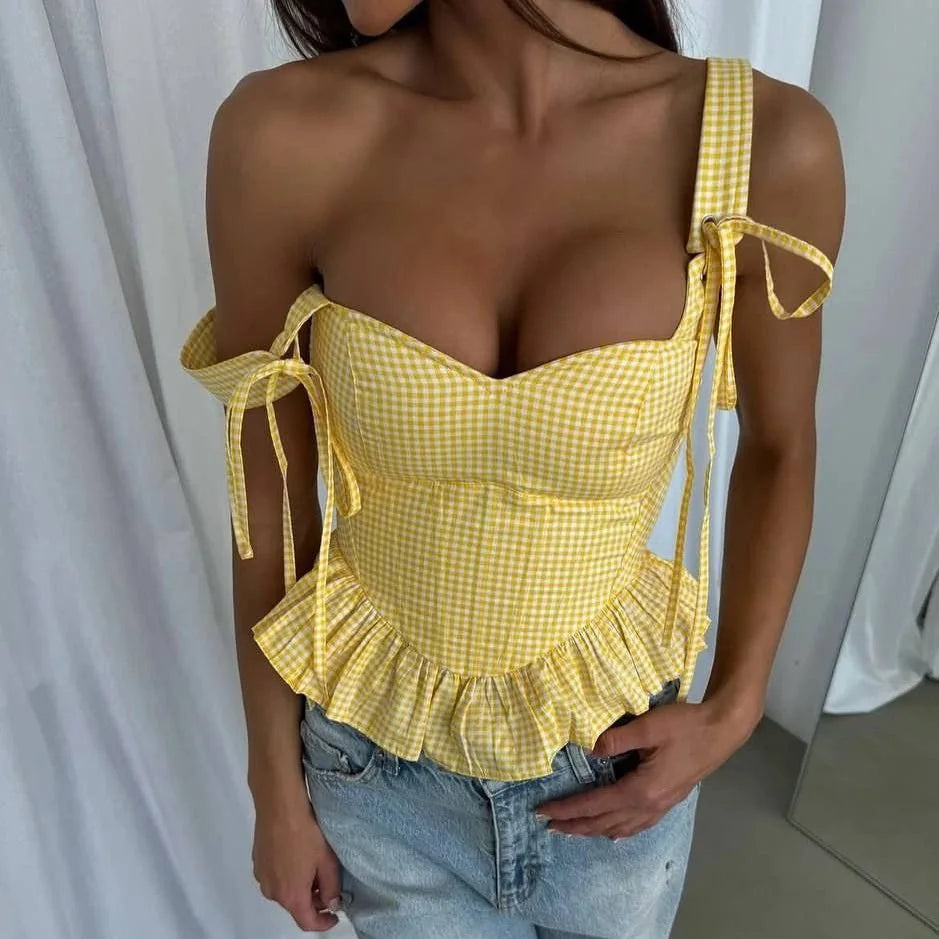 Floral Ruffle Sling Top & Wide-Leg Pants Set — 2-Piece