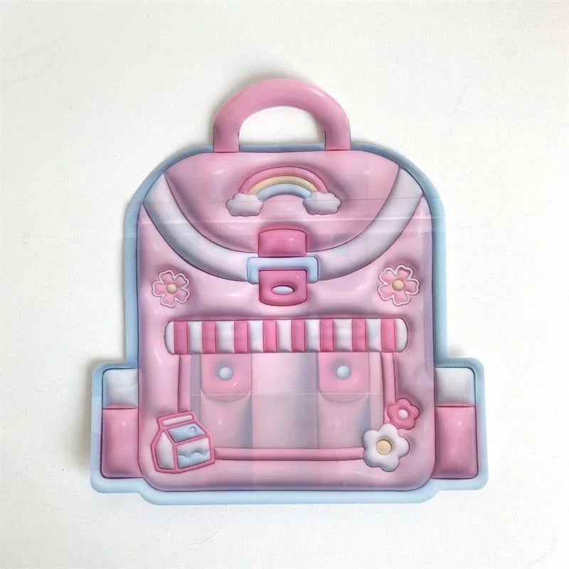 10/50PCS Zipper Cartoon Storage Bag Cute 3D Cartoon Backpack Small Items Storage Bag Valentine Day Birthday Gift Packaging Bag