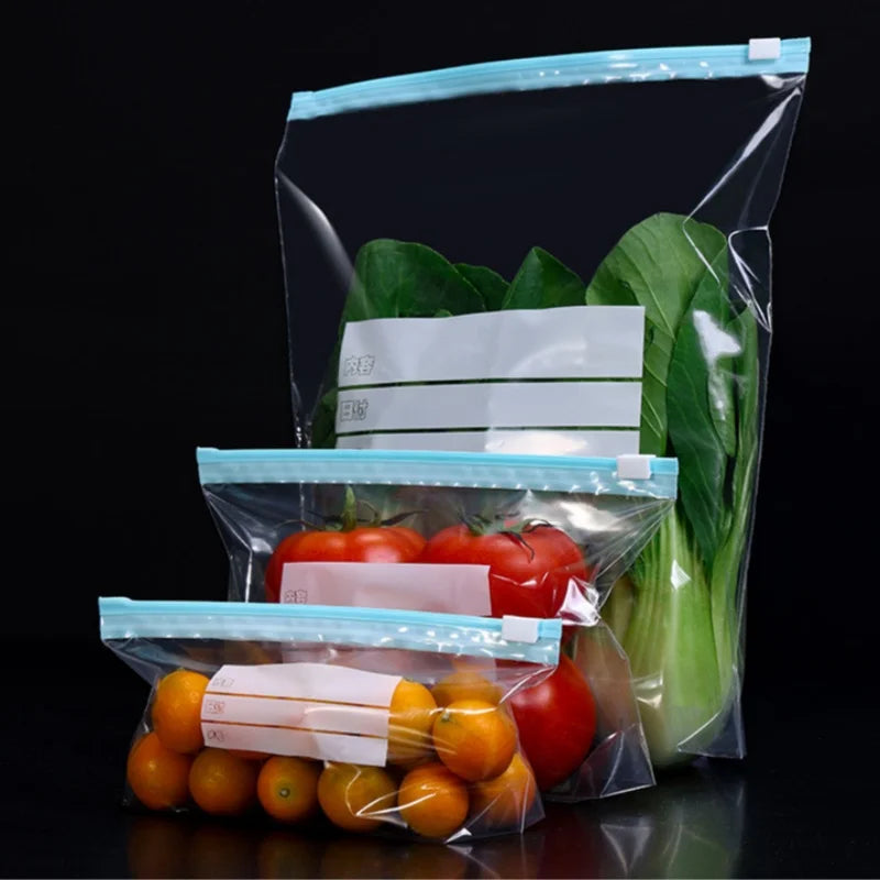 Resealable Zip Bags Variety Pack with Organizer – Snack, Sandwich & Quart Assorted Clear Storage Bags