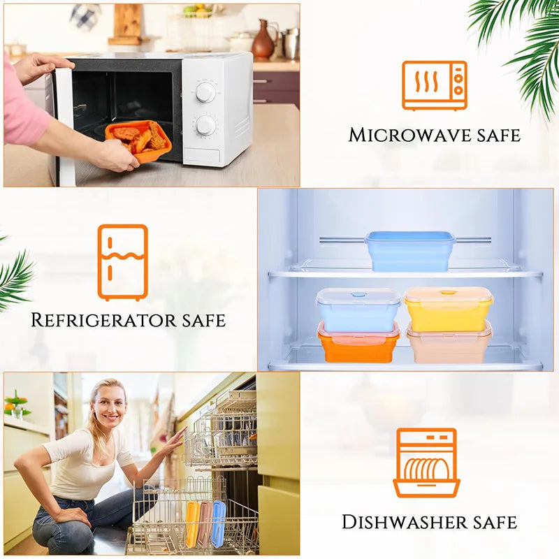 Collapsible Silicone Lunch Box - Stackable Food Storage Containers