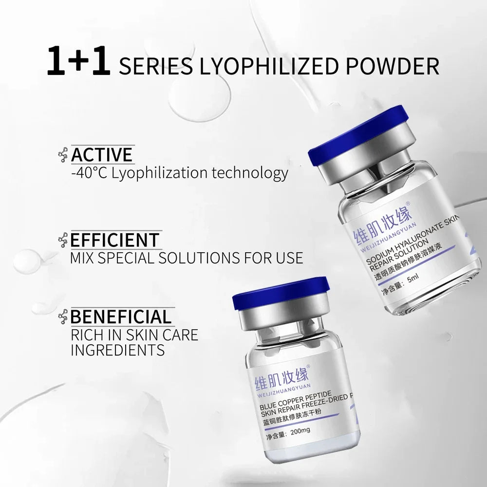 GHK-Cu 99% Blue Copper Peptide Freeze-Dried Powder 60/200mg Anti Wrinkle Plump Firm Skin Fade Lines Repair Barrier Set