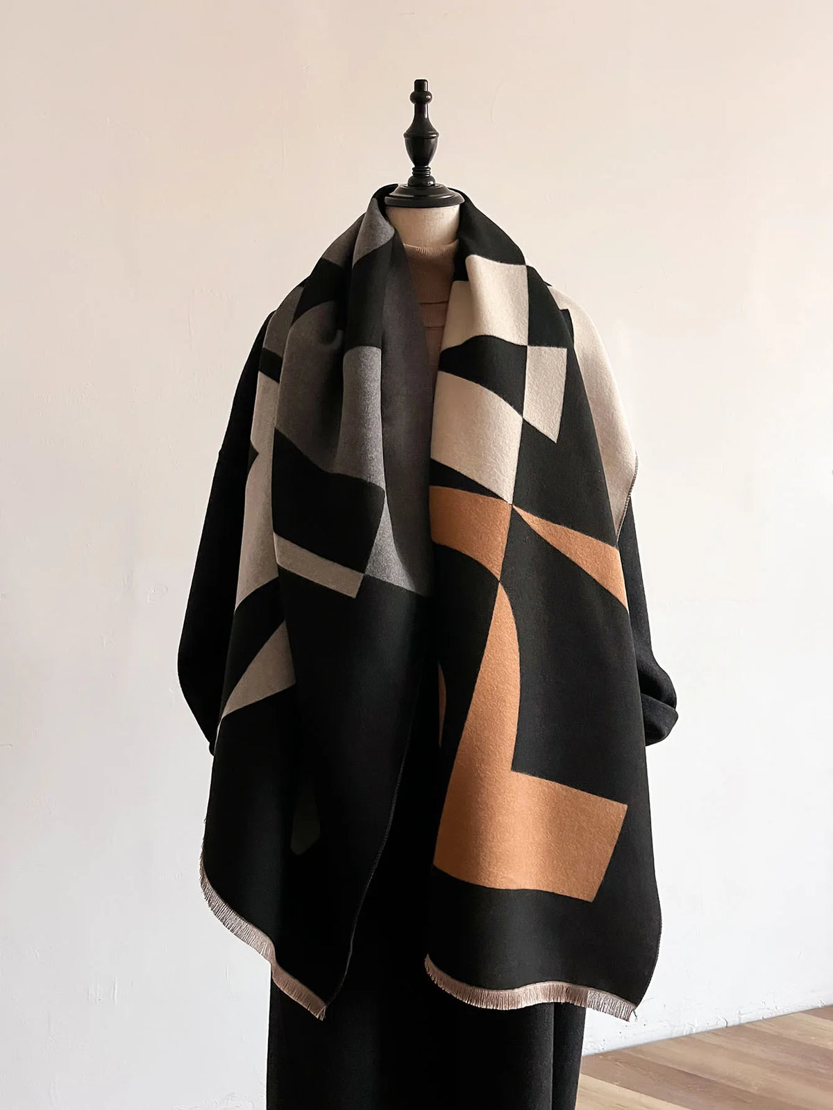Women's Double-Sided Cashmere-Feel Scarf - Reversible Winter Shawl