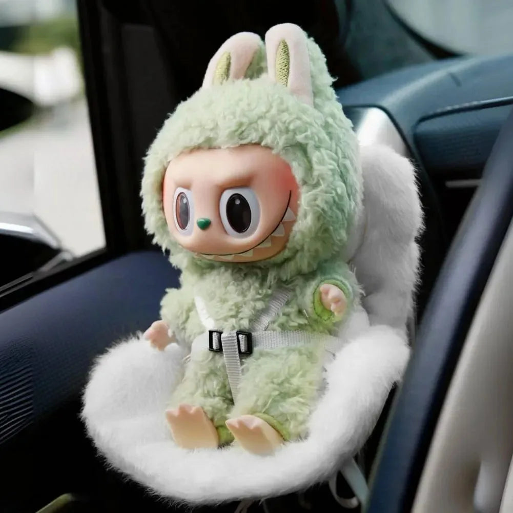 Mini Plush Doll Safety Seat Soft Car Ventilation Safety Chair for Labubu The Monsters Doll Accessories Car Interior Decorations