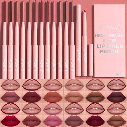 Waterproof Lip Liner Set - 6 Long-Lasting Shades