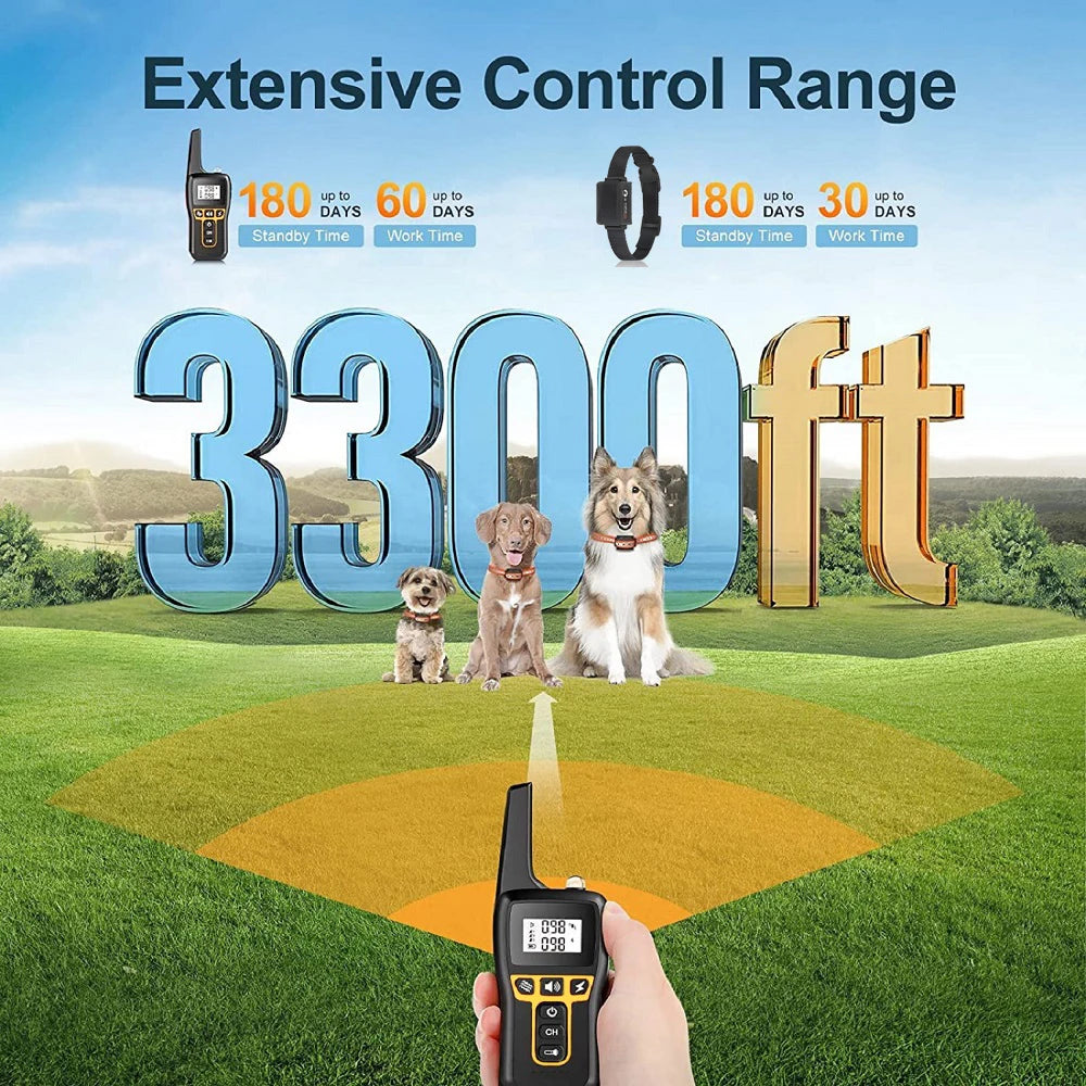 1000M Waterproof Rechargeable Dog Training Collar – Remote & Auto Bark Control | Universal Fit (7 Colors)