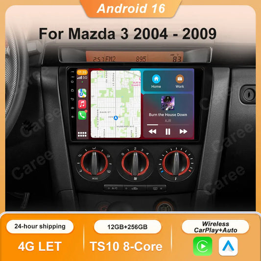 Android Car Stereo for Mazda 3 (2004–2009) — Wireless CarPlay, GPS, BOSE-Compatible, Multimedia Player