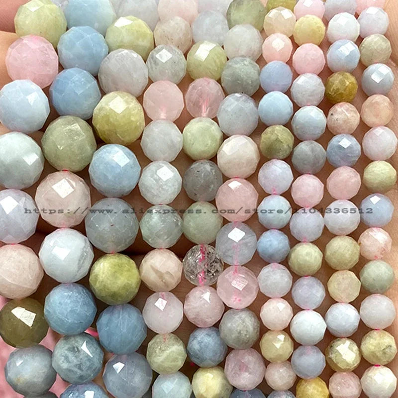 Natural Gem Stone Faceted Round Red Garnet Loose Spacer Beads for Jewelry Making Diy Earrings Bracelets Charms Accessories