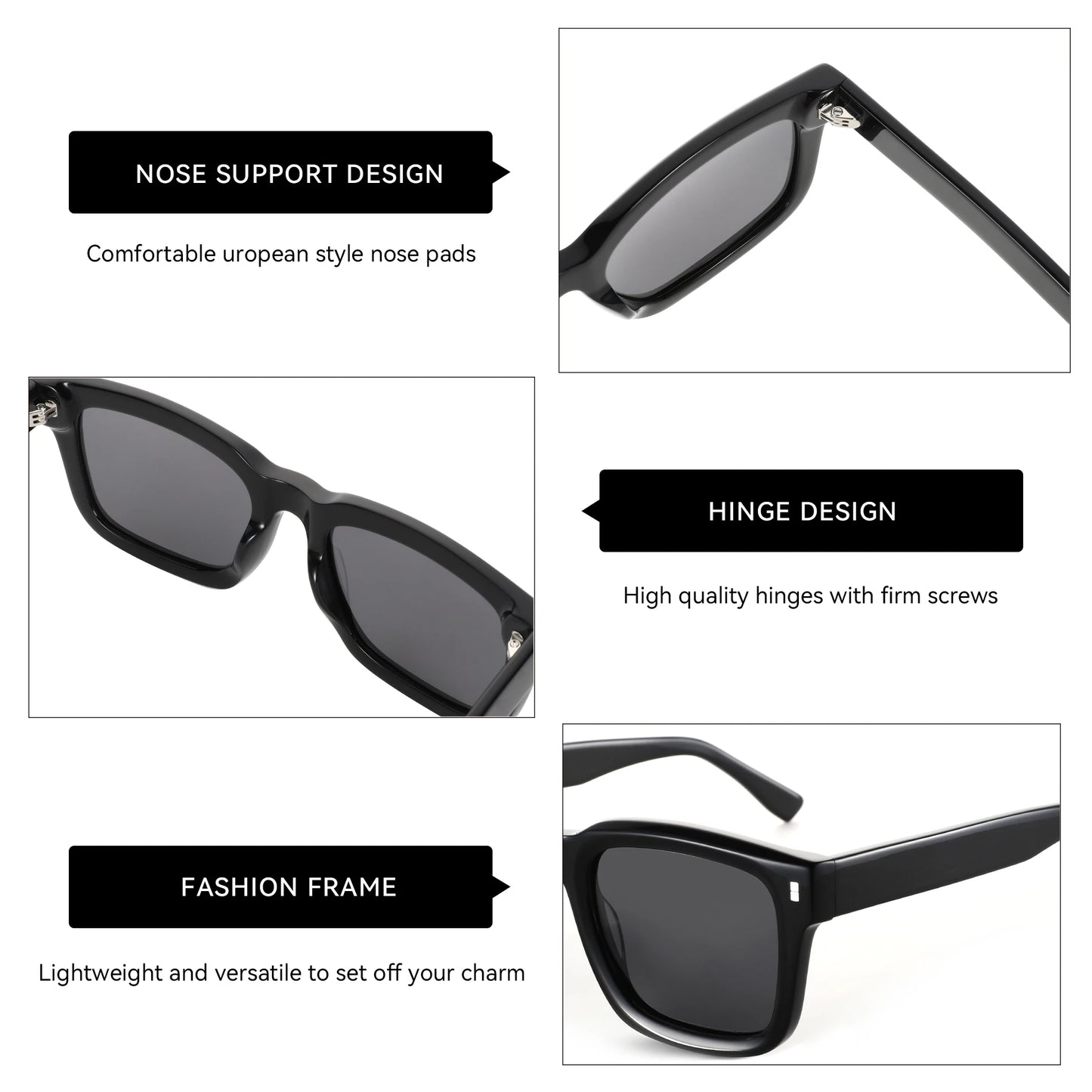 ZENOTTIC Polarized Square Sunglasses — Handmade Acetate Frame
