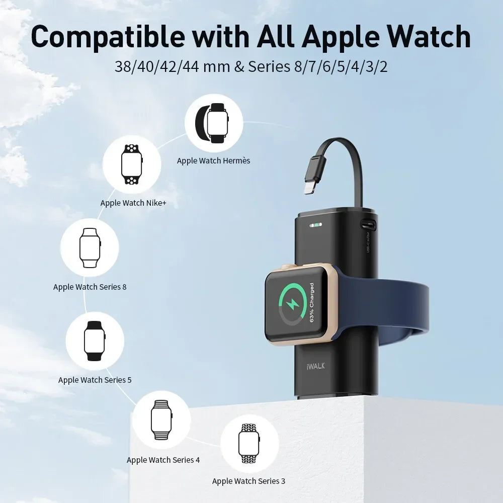 iWALK 9000mAh Magnetic Power Bank — Fast Wireless Charging with Built-in Cable