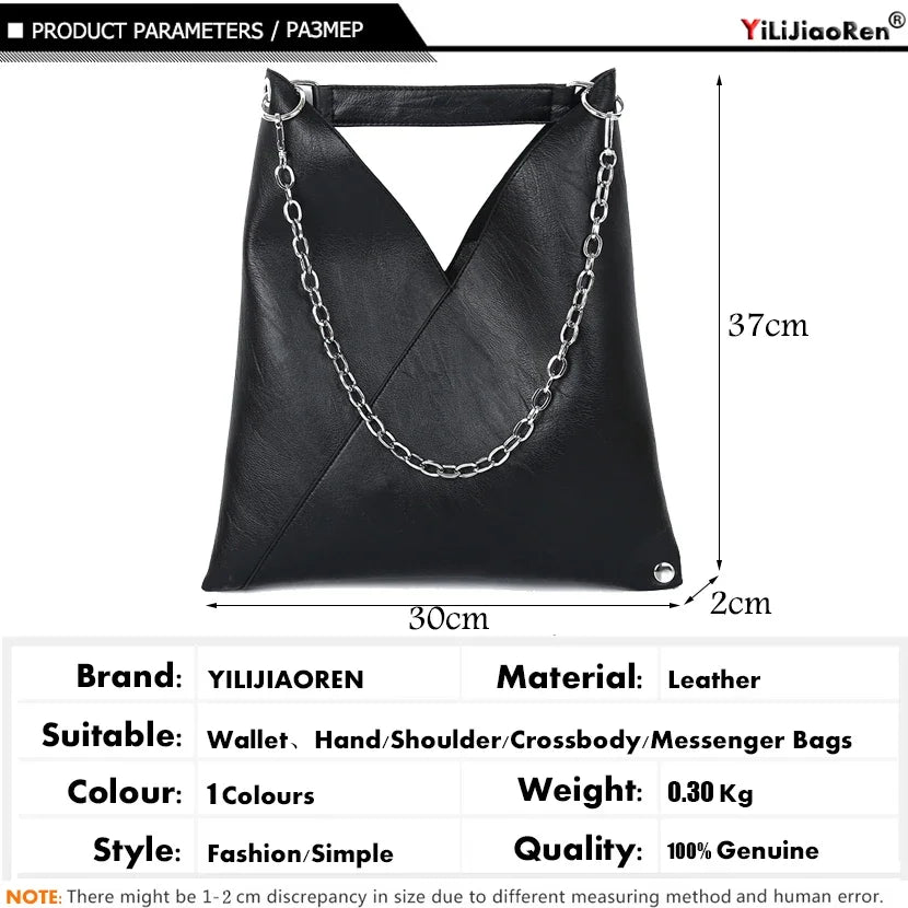 Women's Large Tote Handbag - Chain Strap Shoulder Bag with Rivets - photo 5