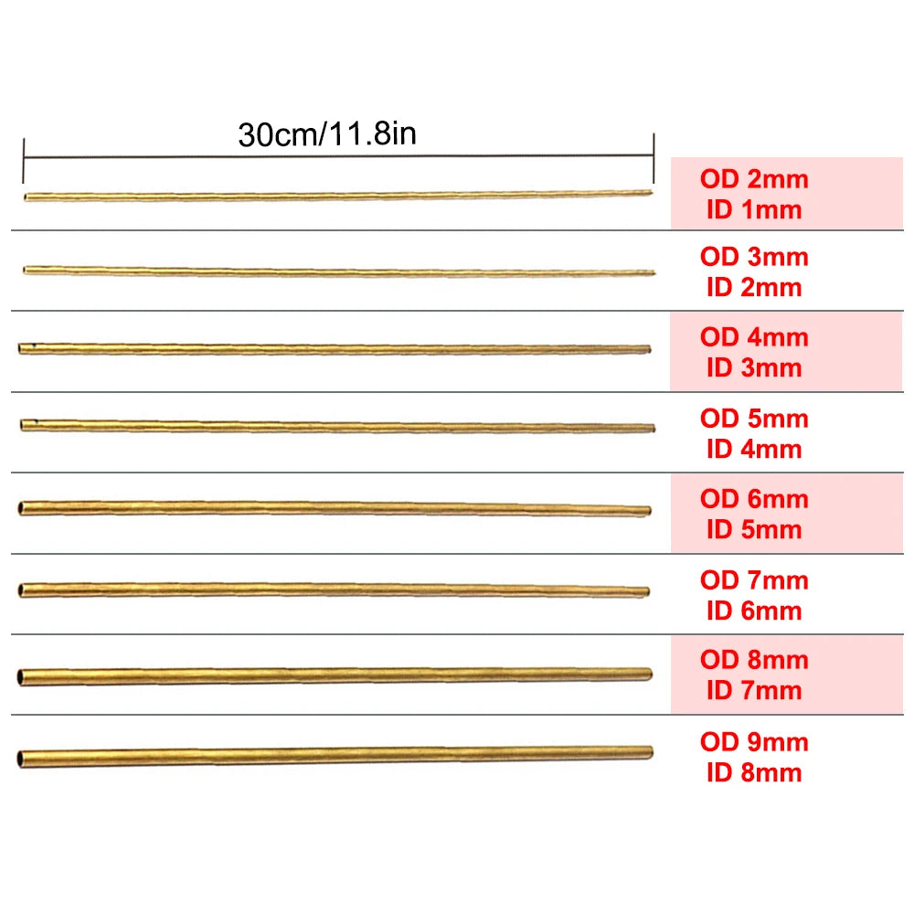Brass Tubes Diameter 2/3/4/5/6/7/8/9/10/11/12/13/14/15mm Length 300mm 0.5mm Brass Rod Pipe Brass Tube Modelmaking Cutting Tool