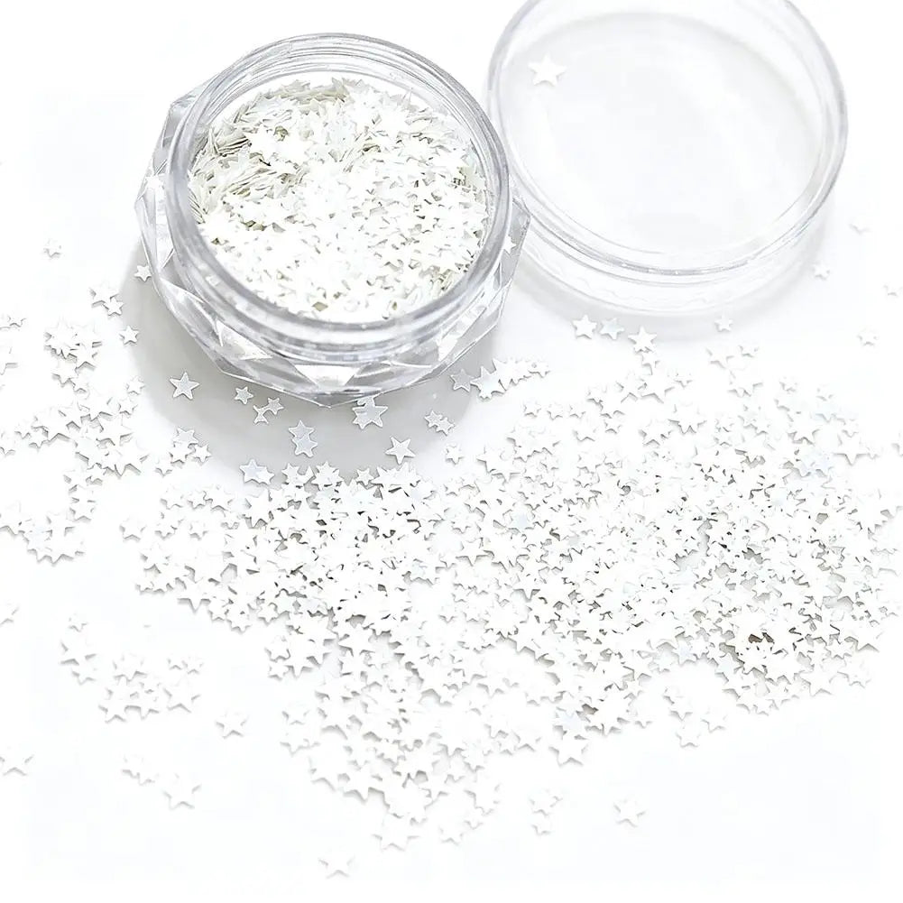 Silver Glitter for Nails Design Shiny Nail Glitter Flakes Sparkling Silver Nail Sequins Starlight Sequins Glitters Nails Charms
