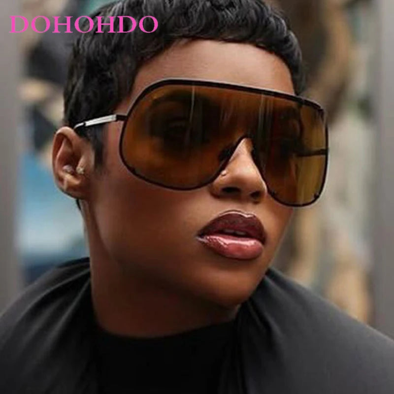 Oversized Rimless Shield Sunglasses for Women — Y2K UV400