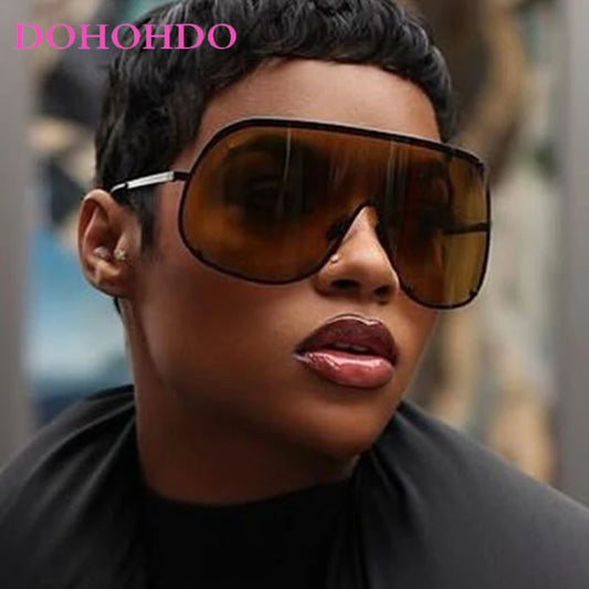 Oversized Rimless Shield Sunglasses for Women — Y2K UV400