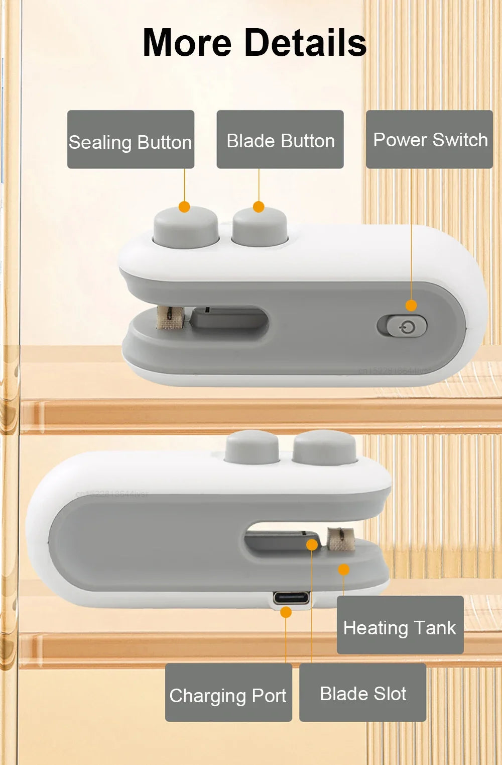 Plastic Bag Sealer Mini 2in1 Portable Plastic Bags Sealing Machine Thermal Sealants Handheld Food Storage Packaging Heat Sealer